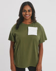 White iron-on pocket with rounded corners_lightweight pocket for adaptive wear_The Shapes United