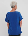 French Blue Boat Neck Short Sleeve Top_breathable, tagless design_The Shapes United