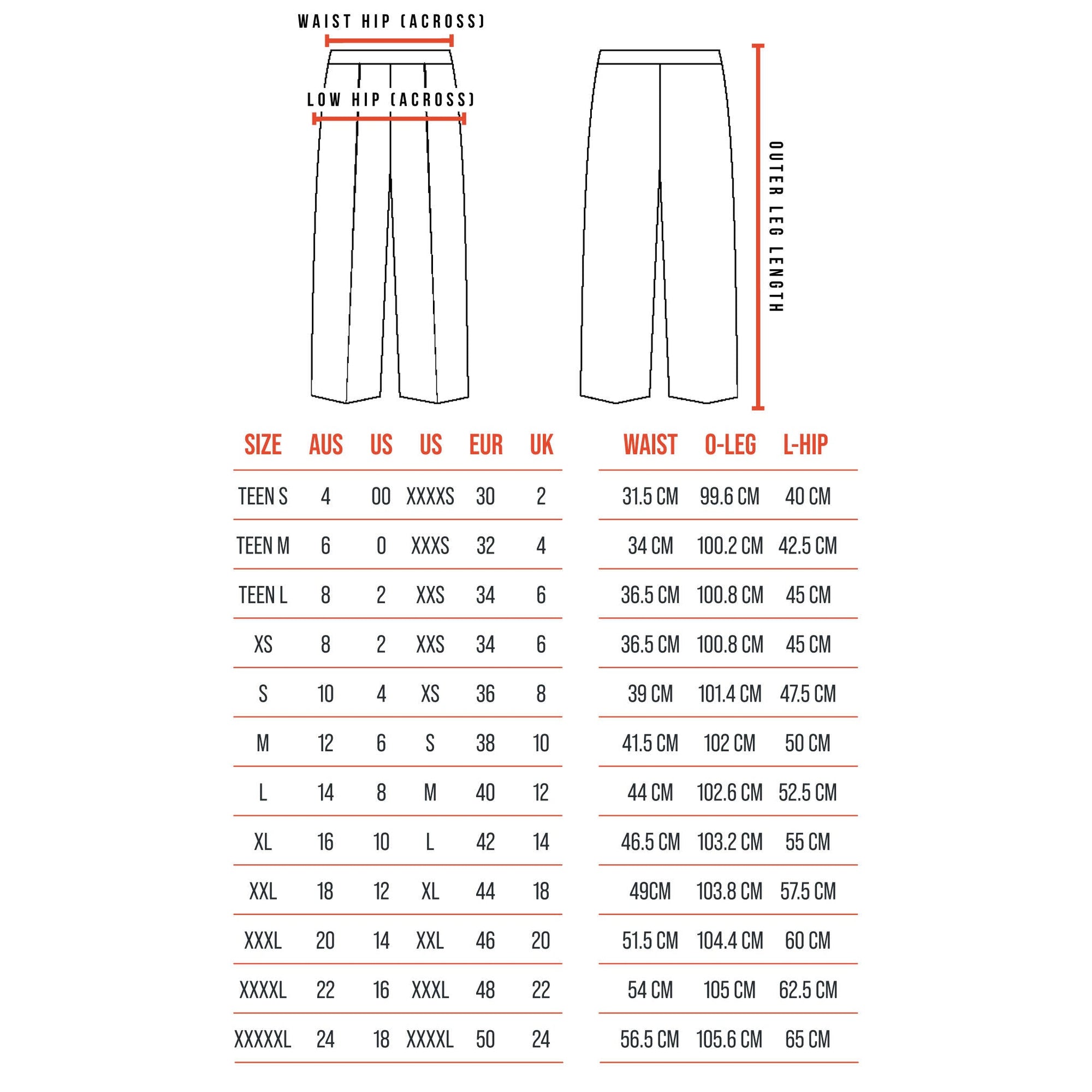 Size Guide - The Side Fastening Chino Shorts - The Shapes United.