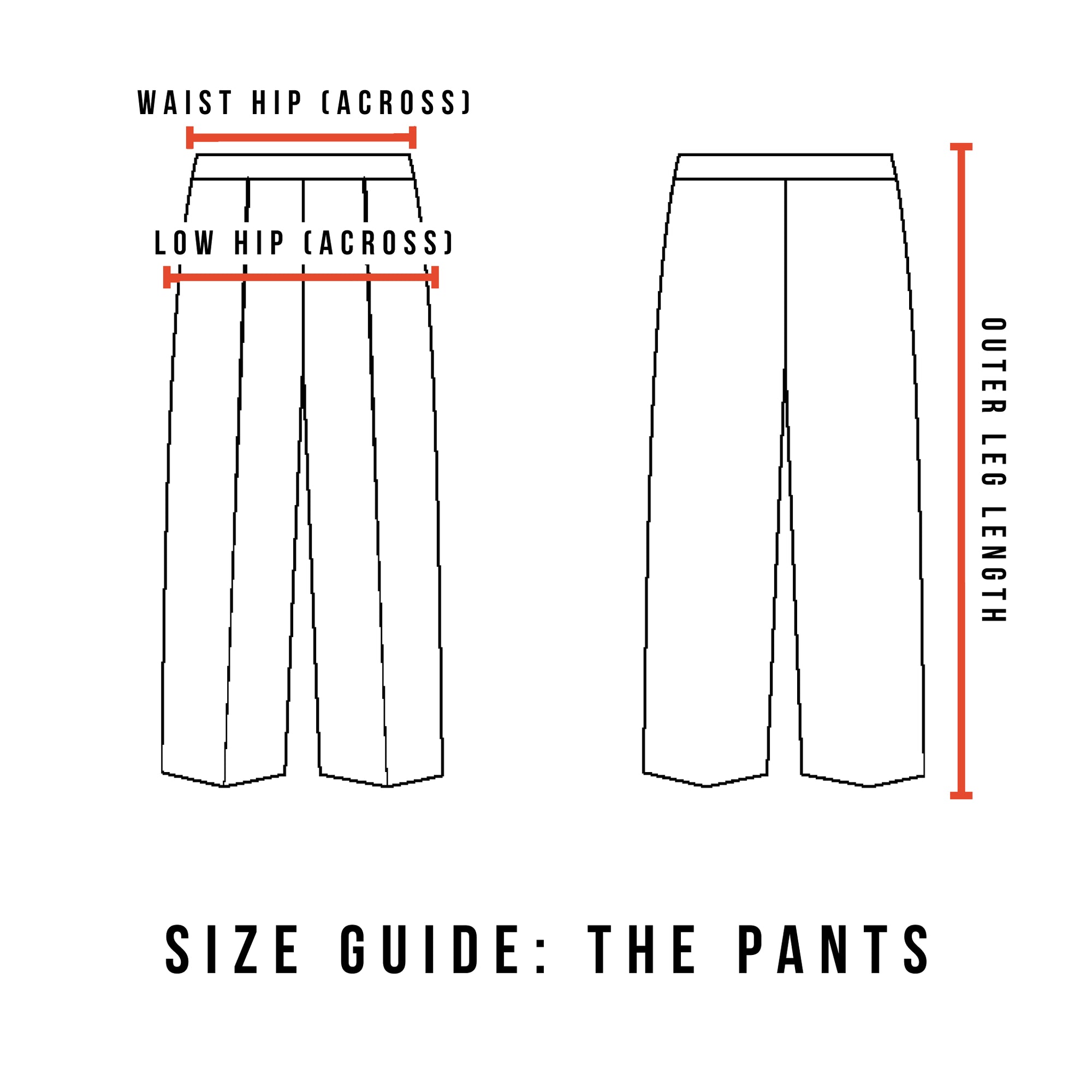 Size Guide - The Side Fastening Pants Womens - The Shapes United