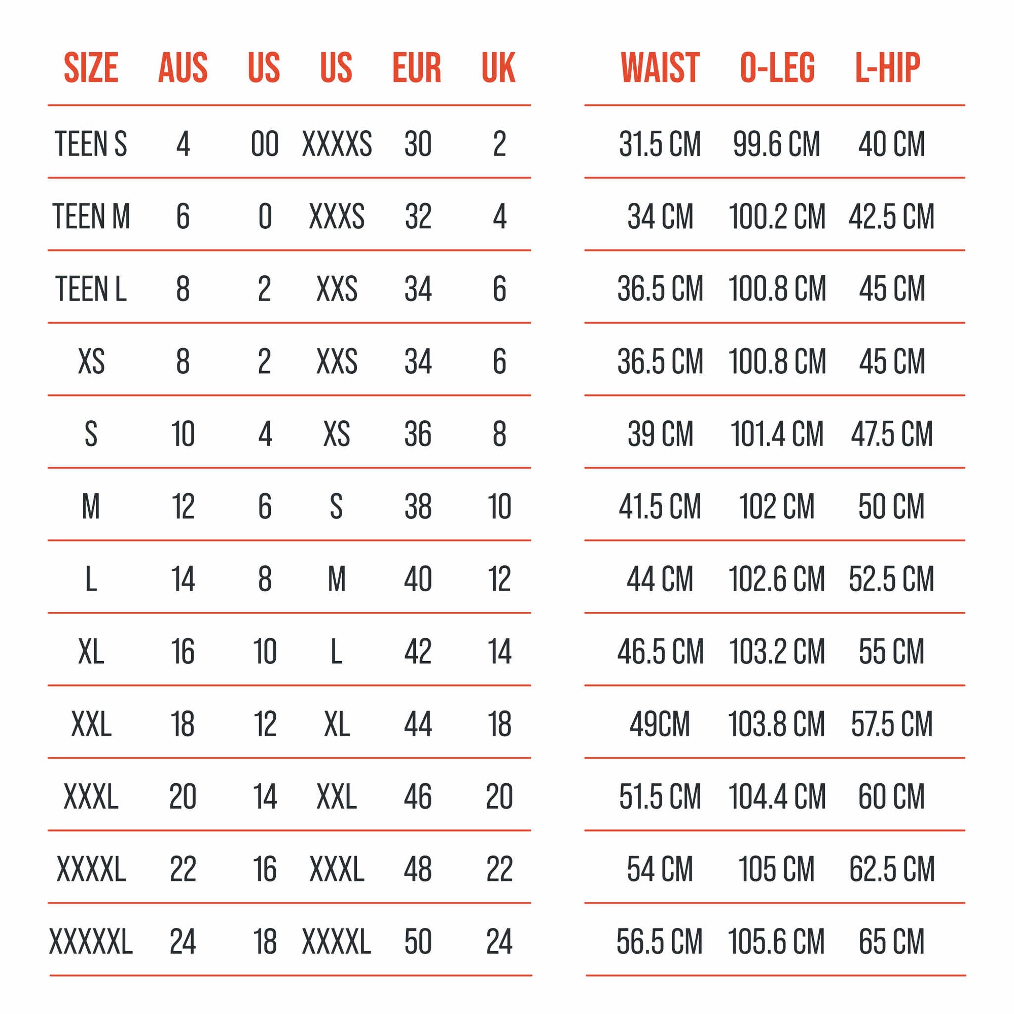 Size Guide - The Side Fastening Chino Shorts - The Shapes United.