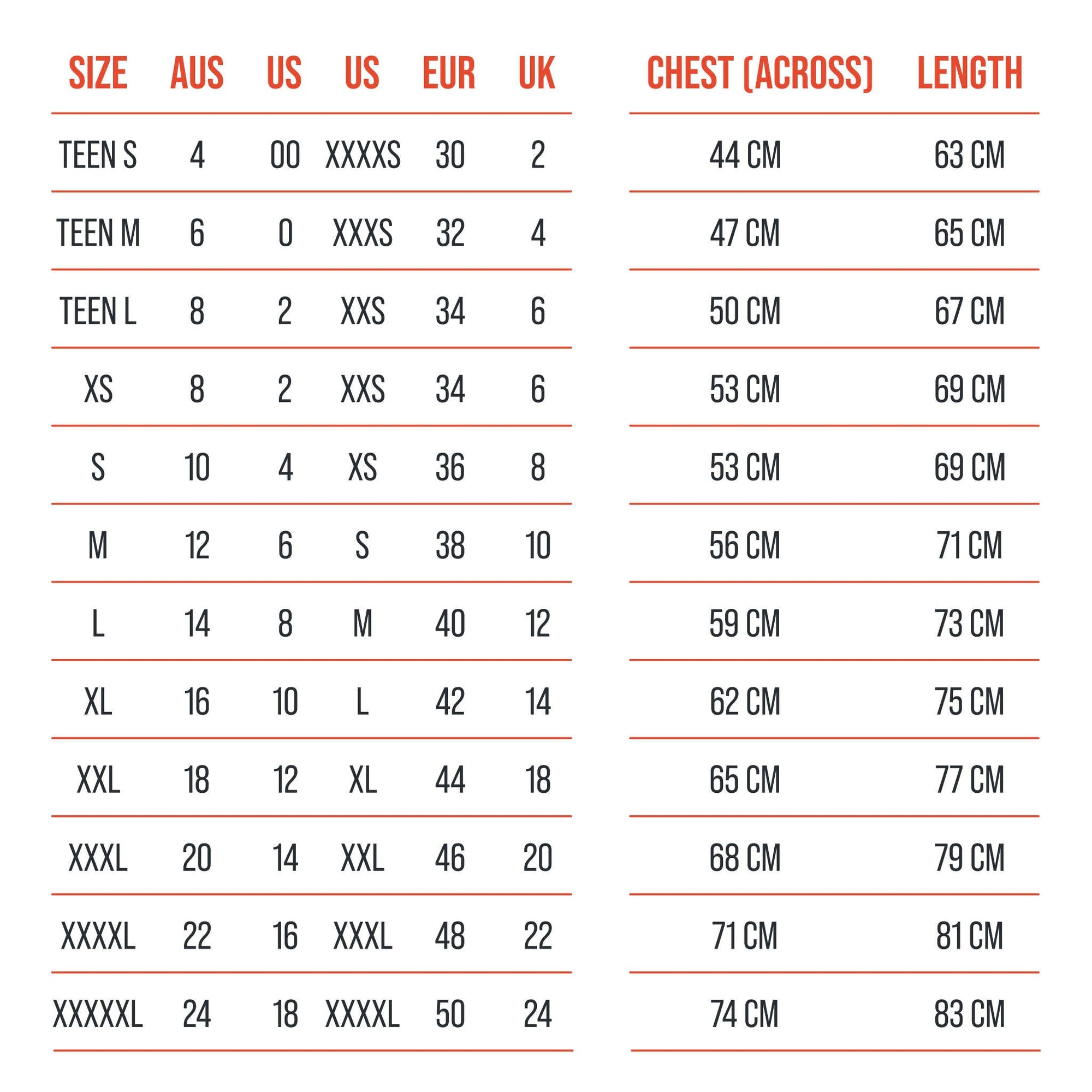 Size Guide - The Boat Neck Short Sleeve Top Shirts &amp; Tops - The Shapes United