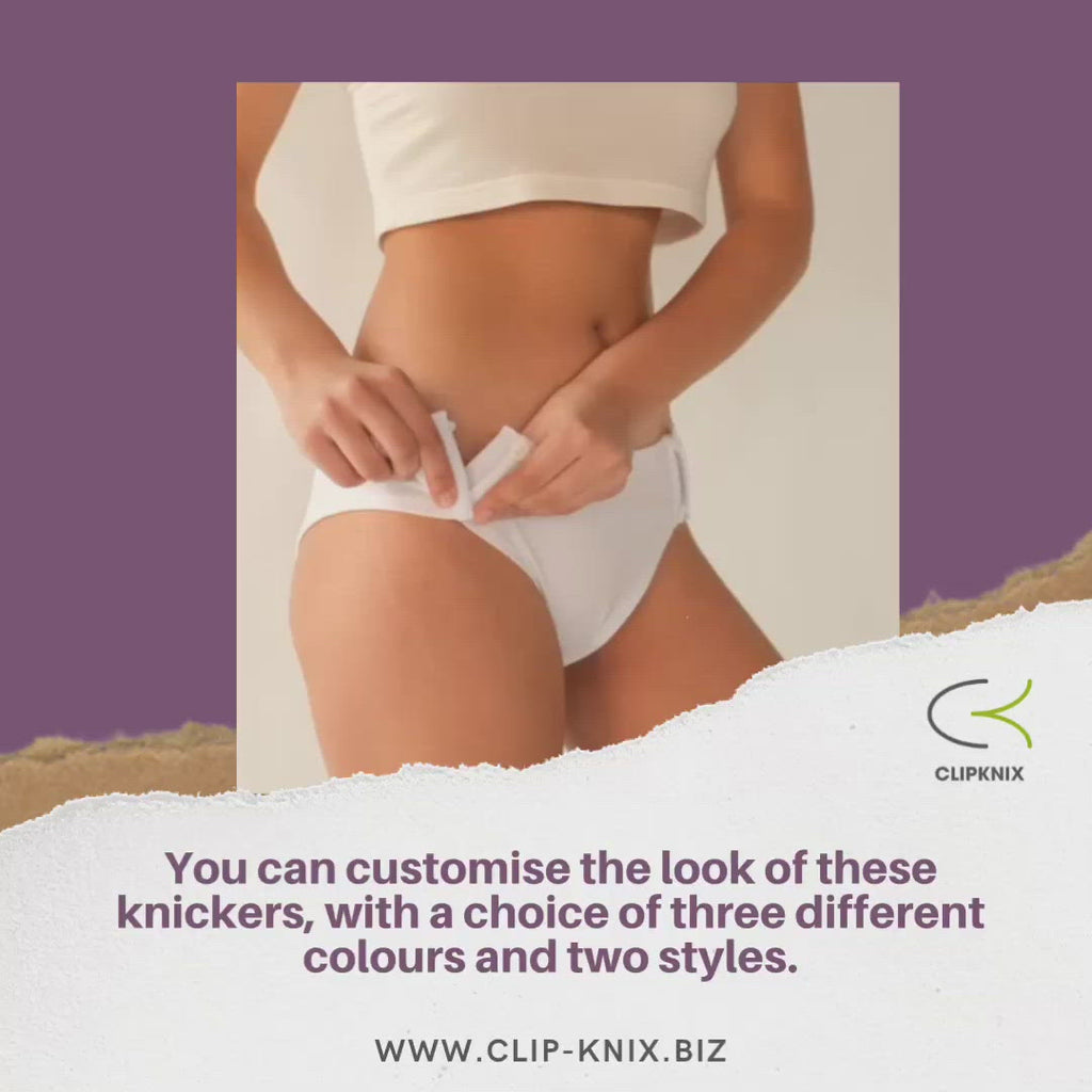 Classic Buttons Underwear Underwear - You’ll love ClipKnix’s Side Clip Classic Underwear, a brief French-style underwear. Featuring higher waistlines and thicker materials, giving you more comfort and support. The more Classic option for fashionable and earth-conscious individuals with limited mobility. Easy to put them on independently without bending, stretching or balancing on one leg.